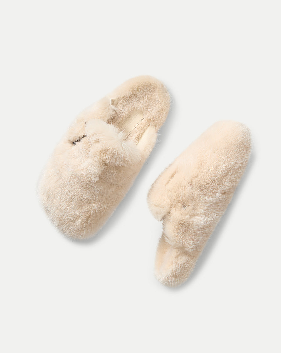 Genuine Mink Clog Slippers with Rubber Soles | Linda Richards