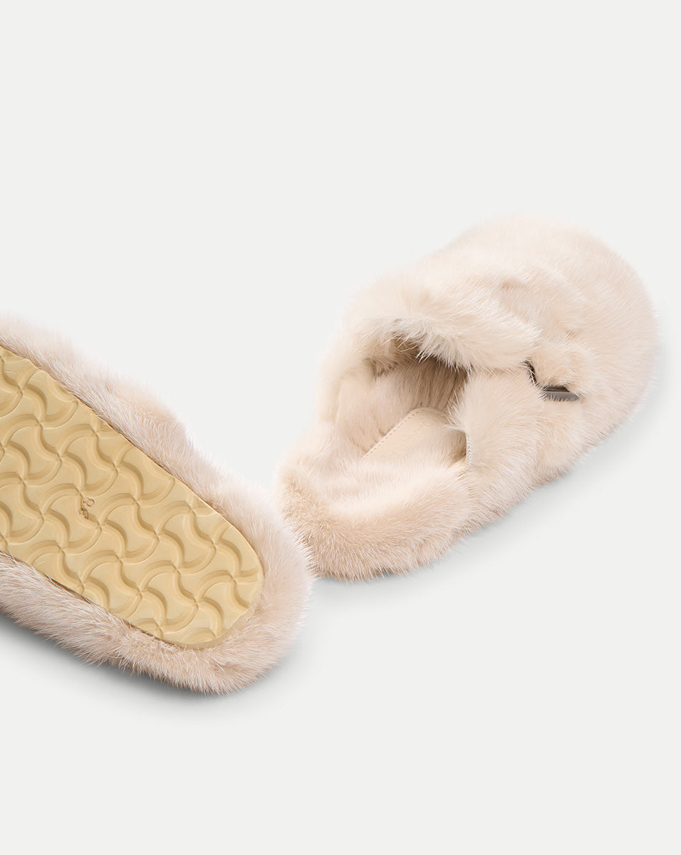 Genuine Mink Clog Slippers with Rubber Soles | Linda Richards