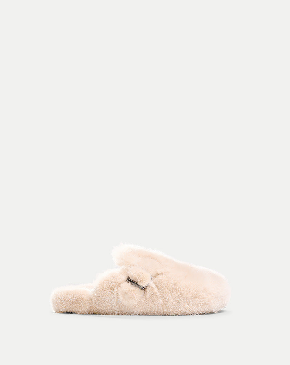 Genuine Mink Clog Slippers with Rubber Soles | Linda Richards
