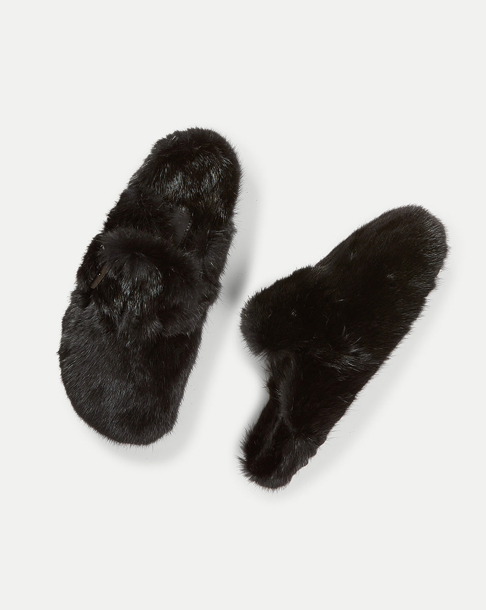 Genuine Mink Clog Slippers with Rubber Soles | Linda Richards