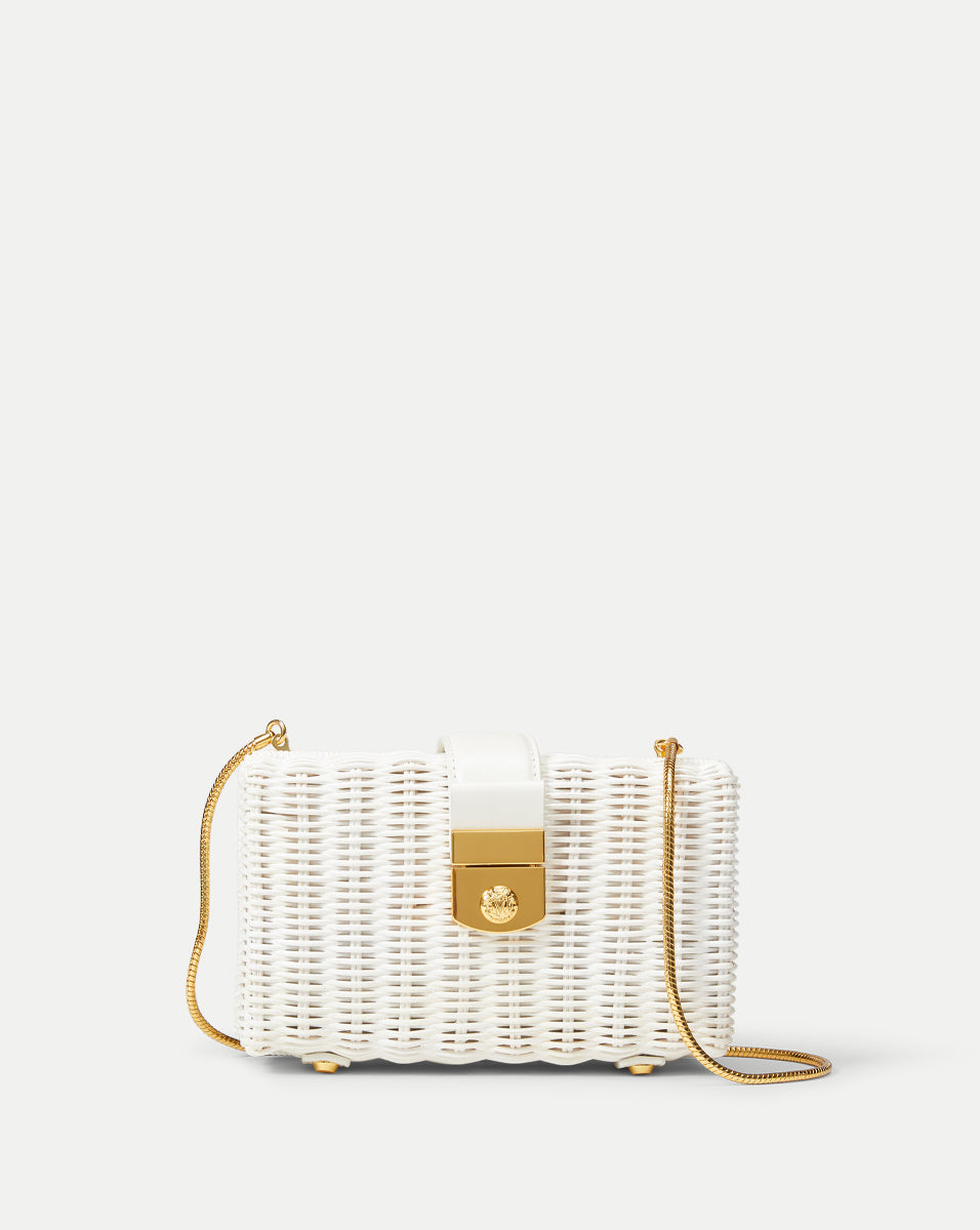 Wicker Clutch with Leather Details & Snake Chain | Veronica Beard