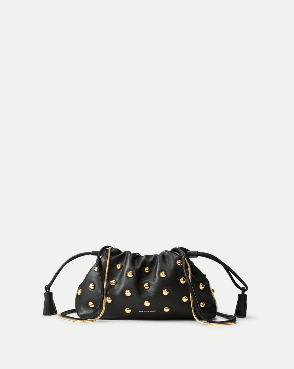 Small Leather Studded Pouch Bag with Gold Straps | Veronica Beard