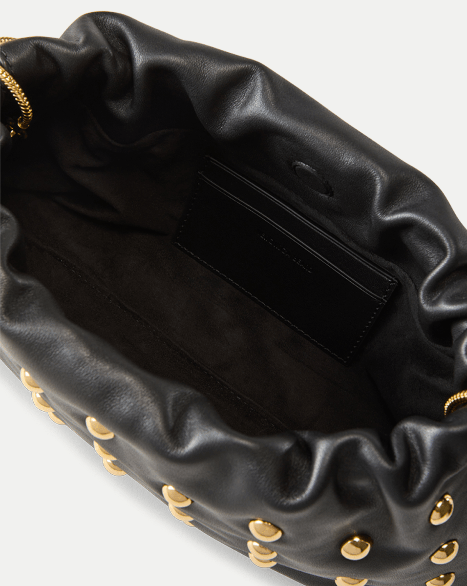Small Leather Studded Pouch Bag with Gold Straps | Veronica Beard
