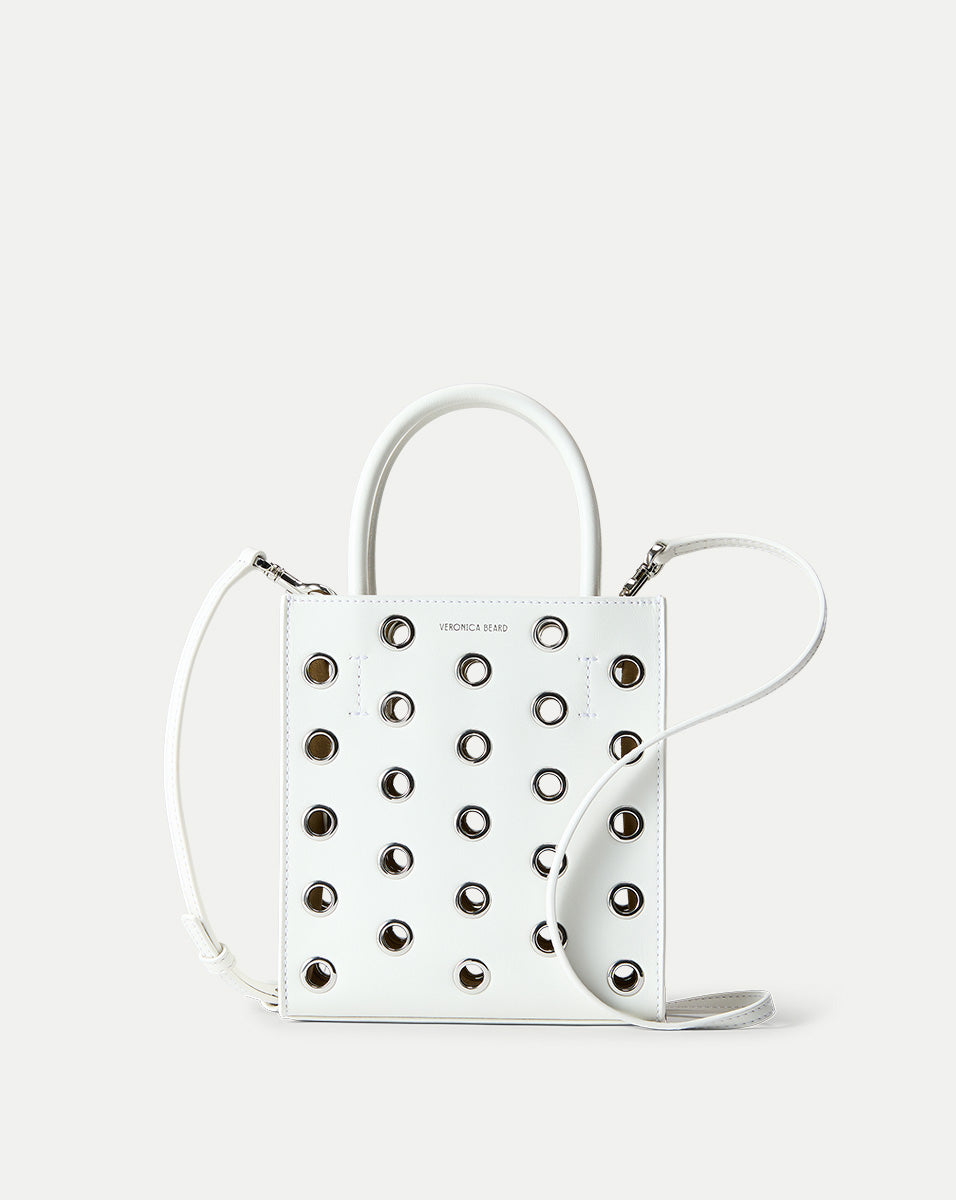 Leather Shopper Bag with Grommet Detailing & Removable Strap