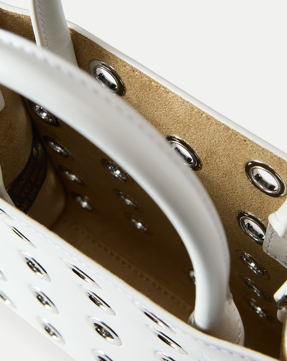 Leather Shopper Bag with Grommet Detailing & Removable Strap