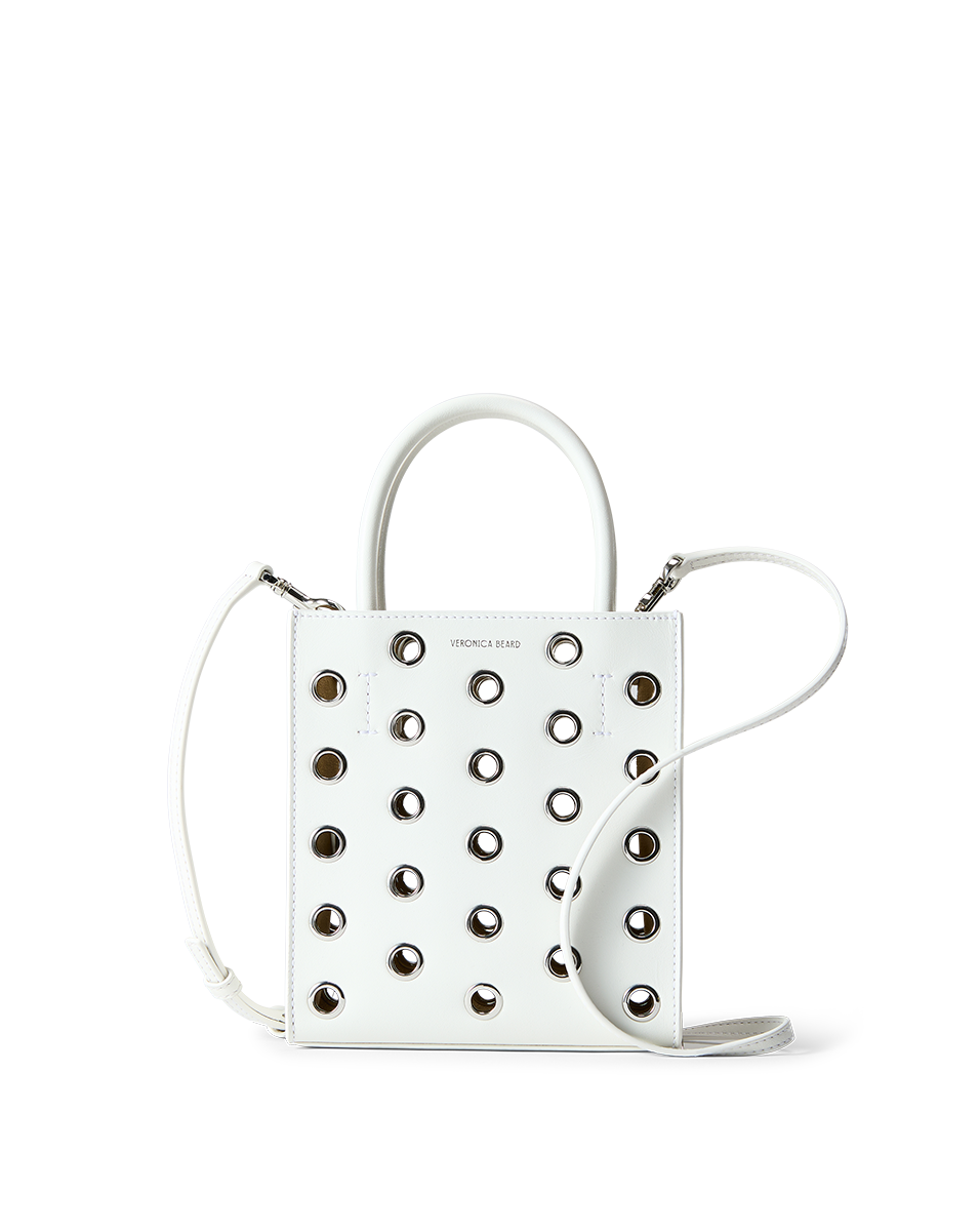 Leather Shopper Bag with Grommet Detailing & Removable Strap