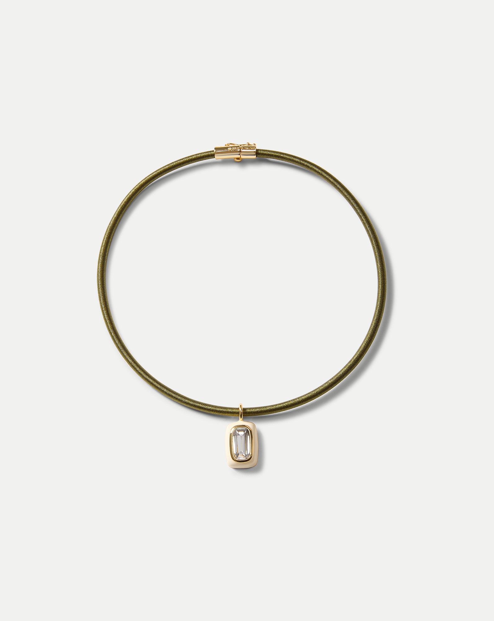 Green Cord Pendant Necklace with Gold Accents | Summer Beach Jewelry