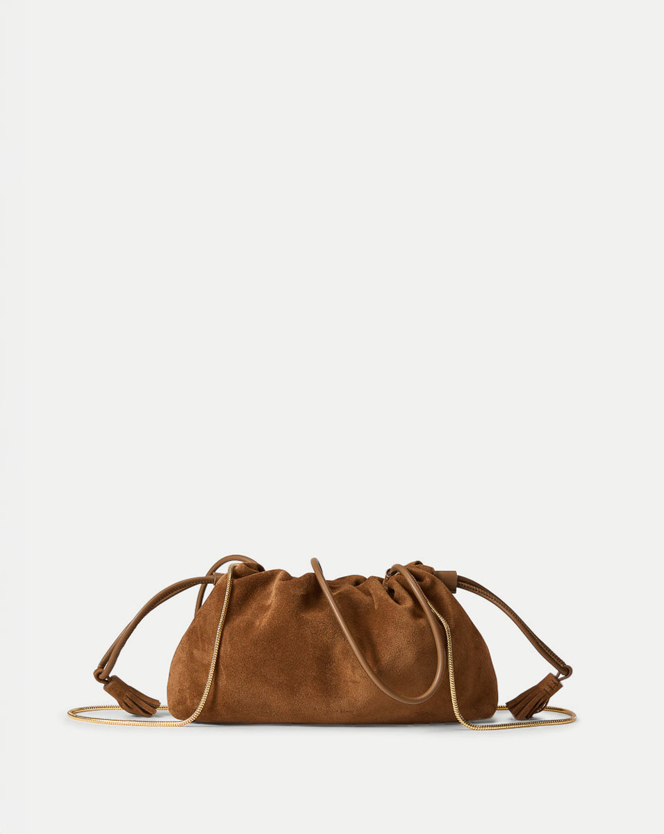 Small Leather Stash Bag with Zip Pocket & Snake Chain Straps | Veronica Beard