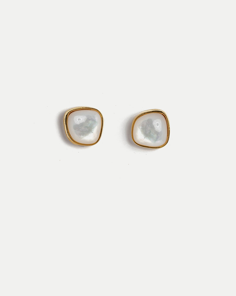 Gold-Plated Mother-of-Pearl Stud Earrings | Lizzie Fortunato