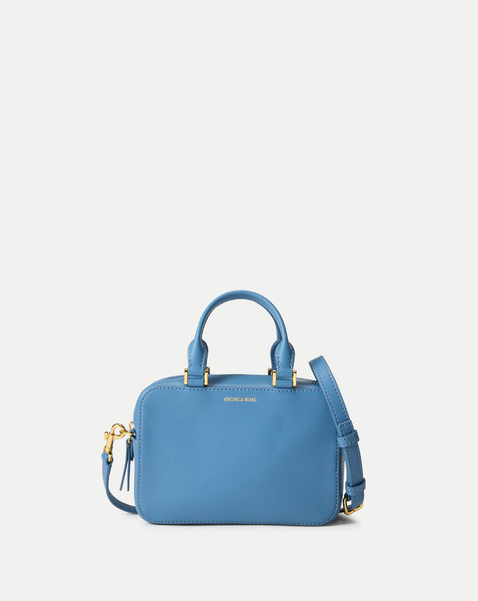 Leather Top-Handle Crossbody Bag with Gold Hardware | Boxy