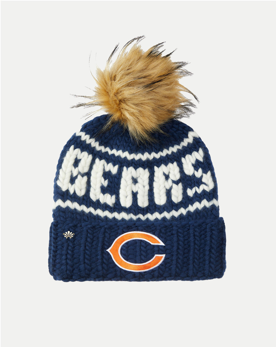 Chicago Bears Wool Beanie with Faux Fur Pom Pom | Lele Sadoughi