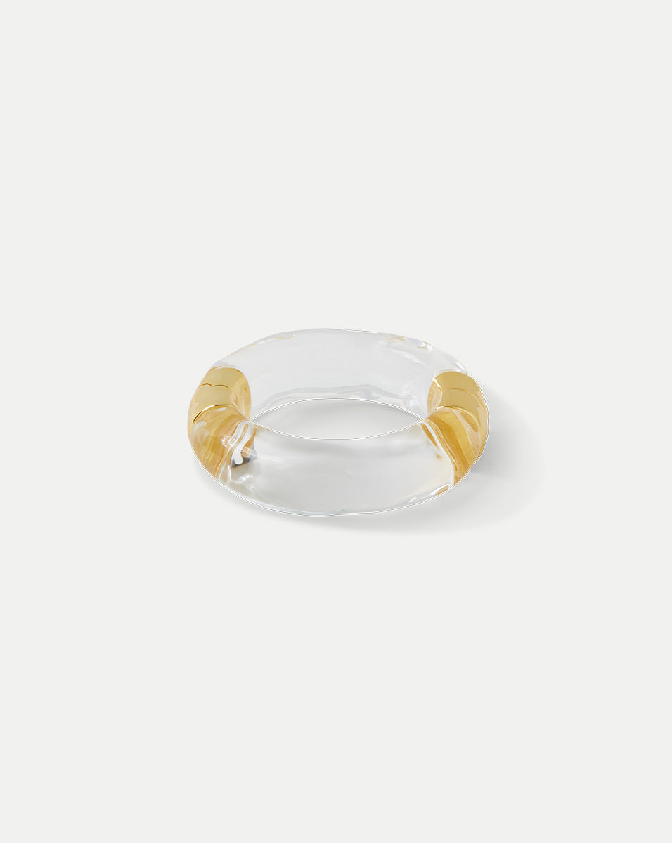 Hand-Carved Lucite Bangle Bracelet in 14k Gold Plated Brass | Alexis Bittar