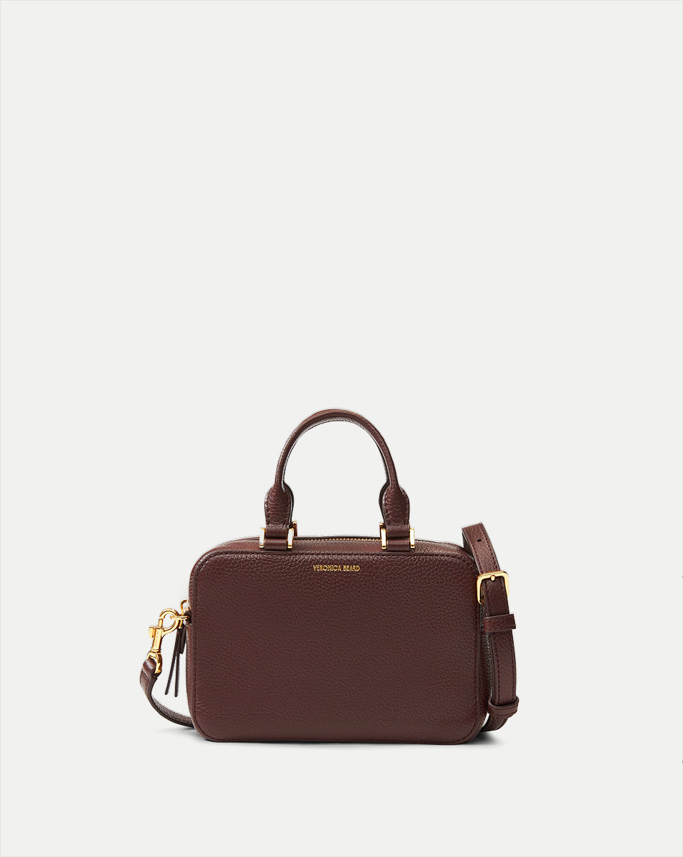 Leather Top-Handle Crossbody Bag with Gold Hardware | Boxy
