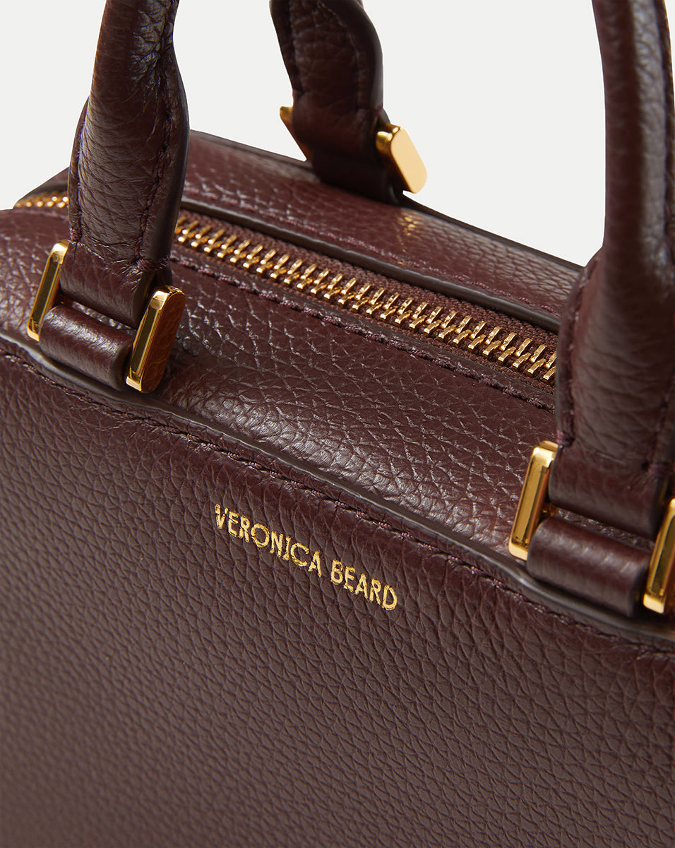 Leather Top-Handle Crossbody Bag with Gold Hardware | Boxy