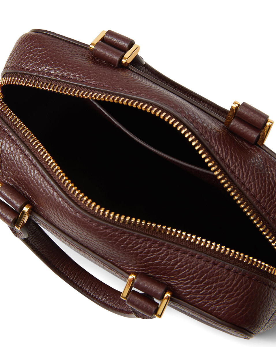 Leather Top-Handle Crossbody Bag with Gold Hardware | Boxy