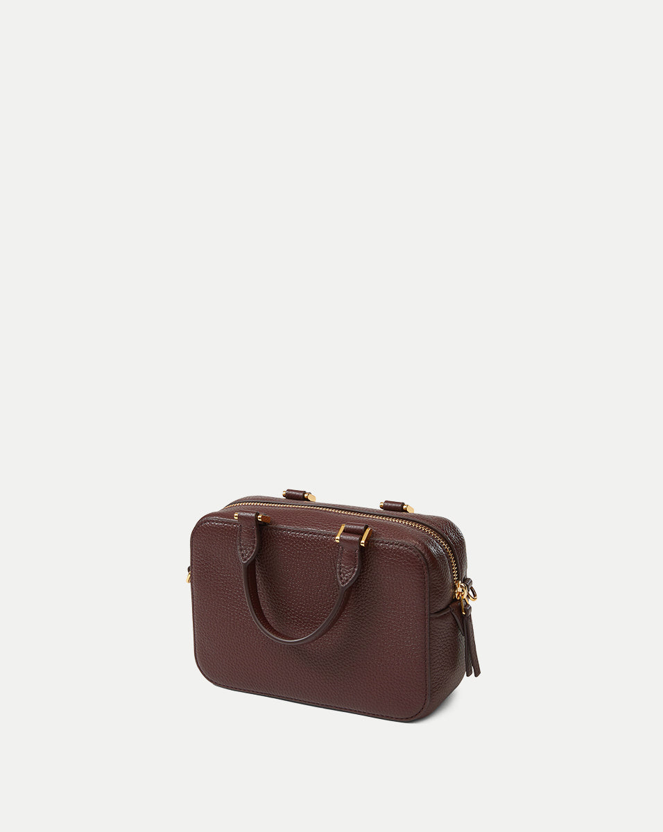 Leather Top-Handle Crossbody Bag with Gold Hardware | Boxy
