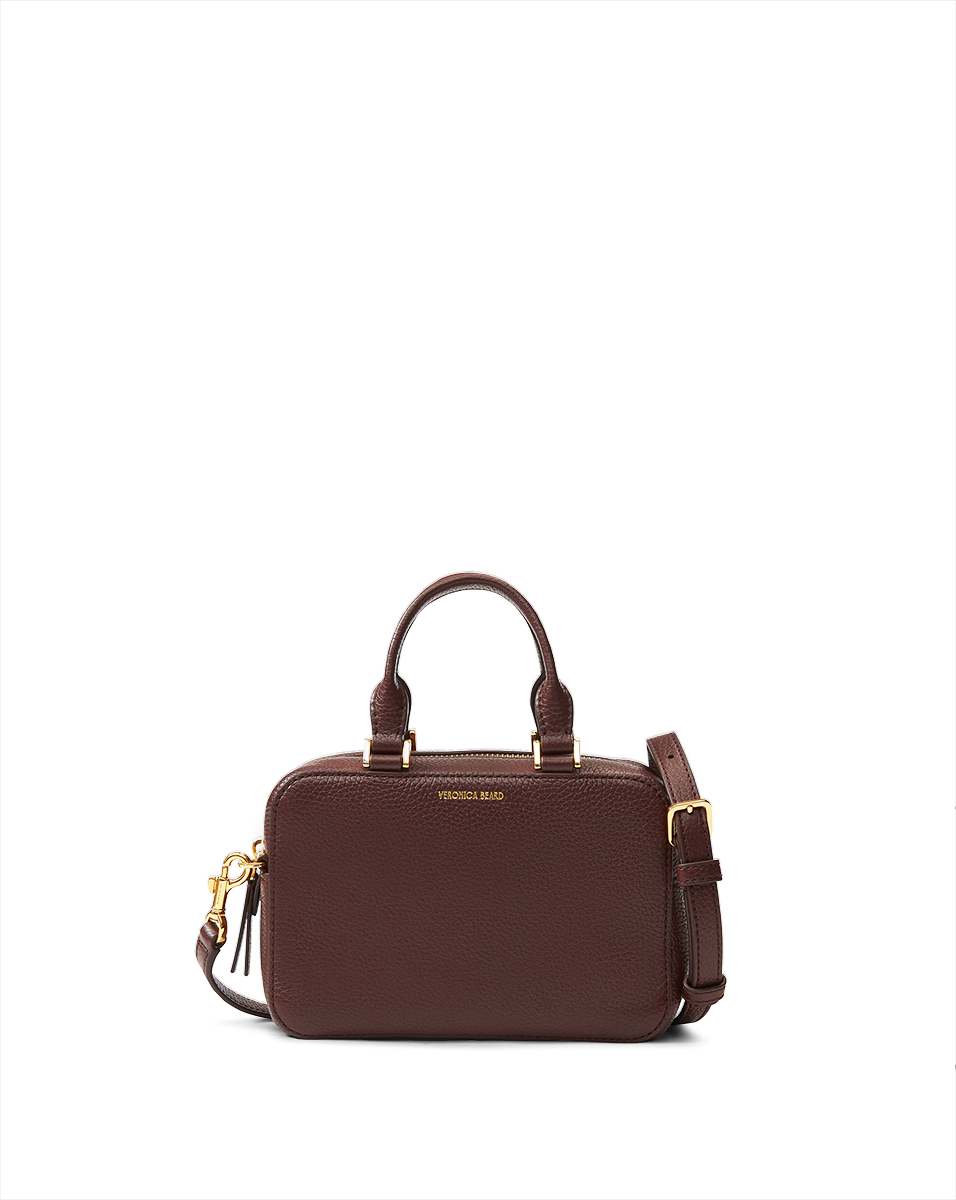 Leather Top-Handle Crossbody Bag with Gold Hardware | Boxy