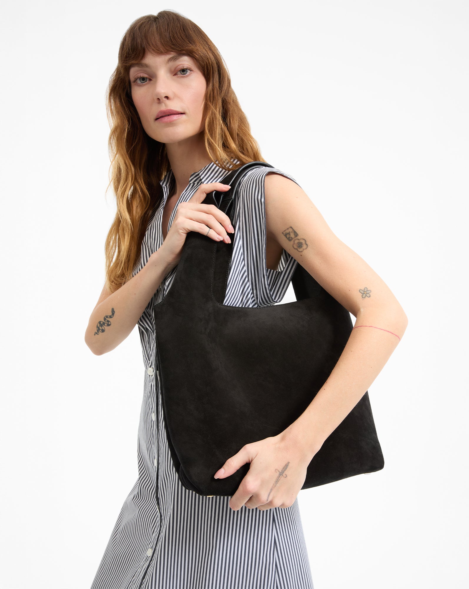 Black Italian Suede Sling Bag for Everyday Use | Veronica Beard