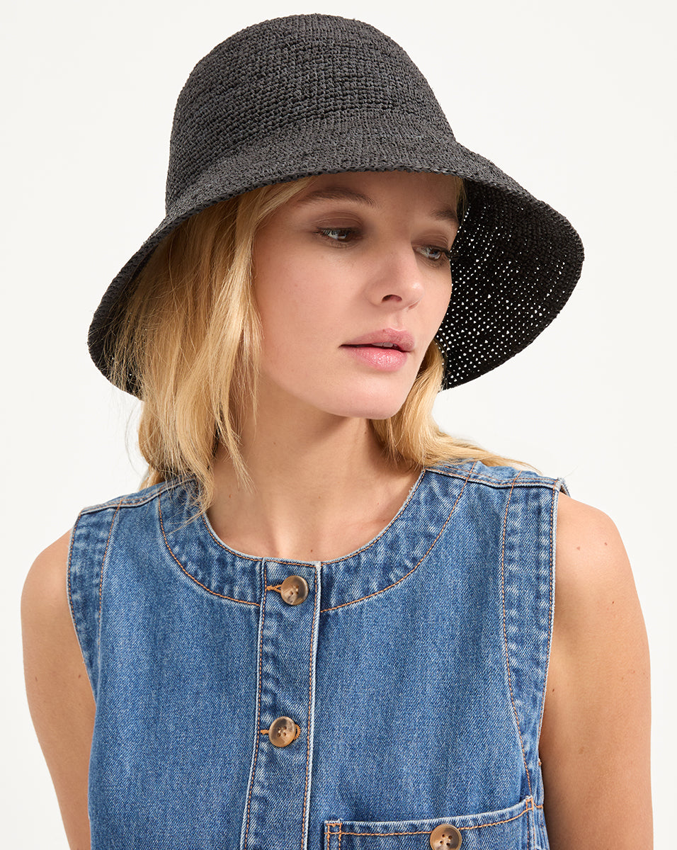 Raffia Straw Bucket Hat for Women | Janessa Leoné