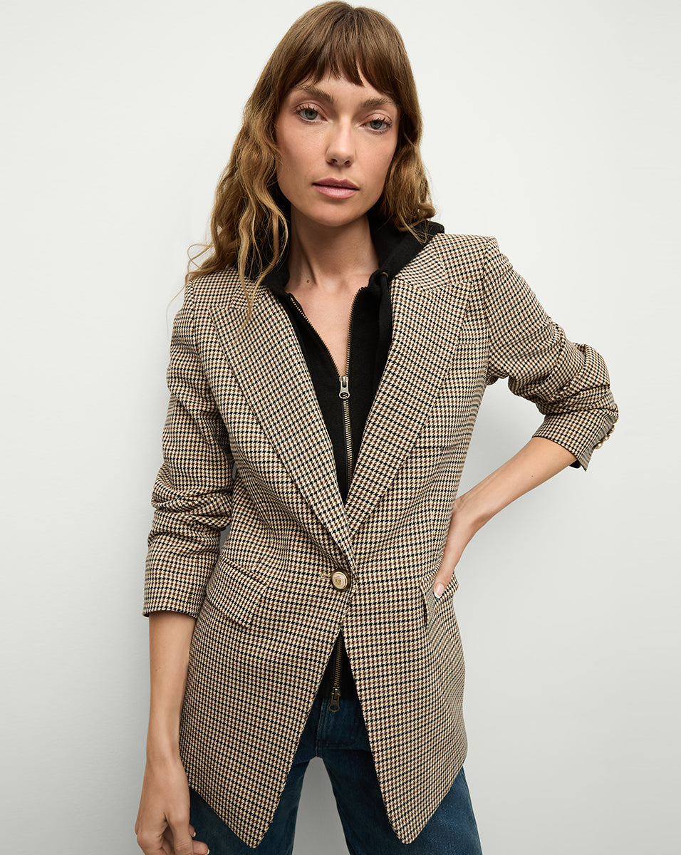 Micro Houndstooth Dickey Jacket with Relaxed Fit | Livvy