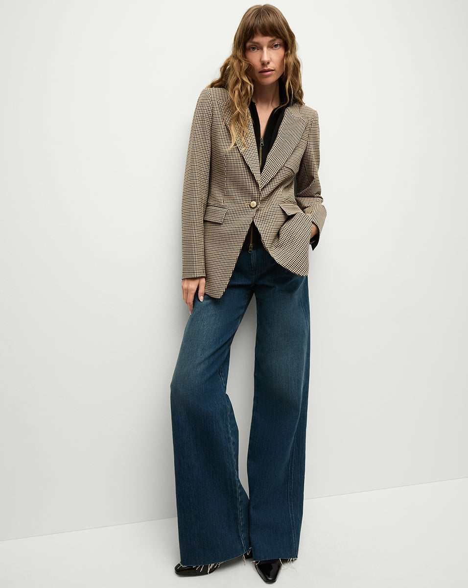 Micro Houndstooth Dickey Jacket with Relaxed Fit | Livvy