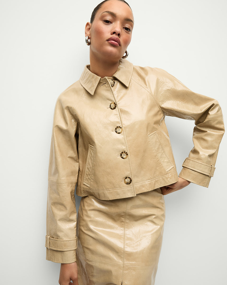 Coated Lambskin Leather Jacket for Women | Kian