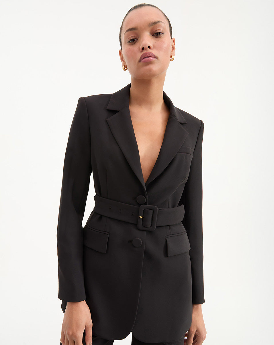 Elongated Blazer with Removable Belt & Gold Buttons | Ryanne Jacket