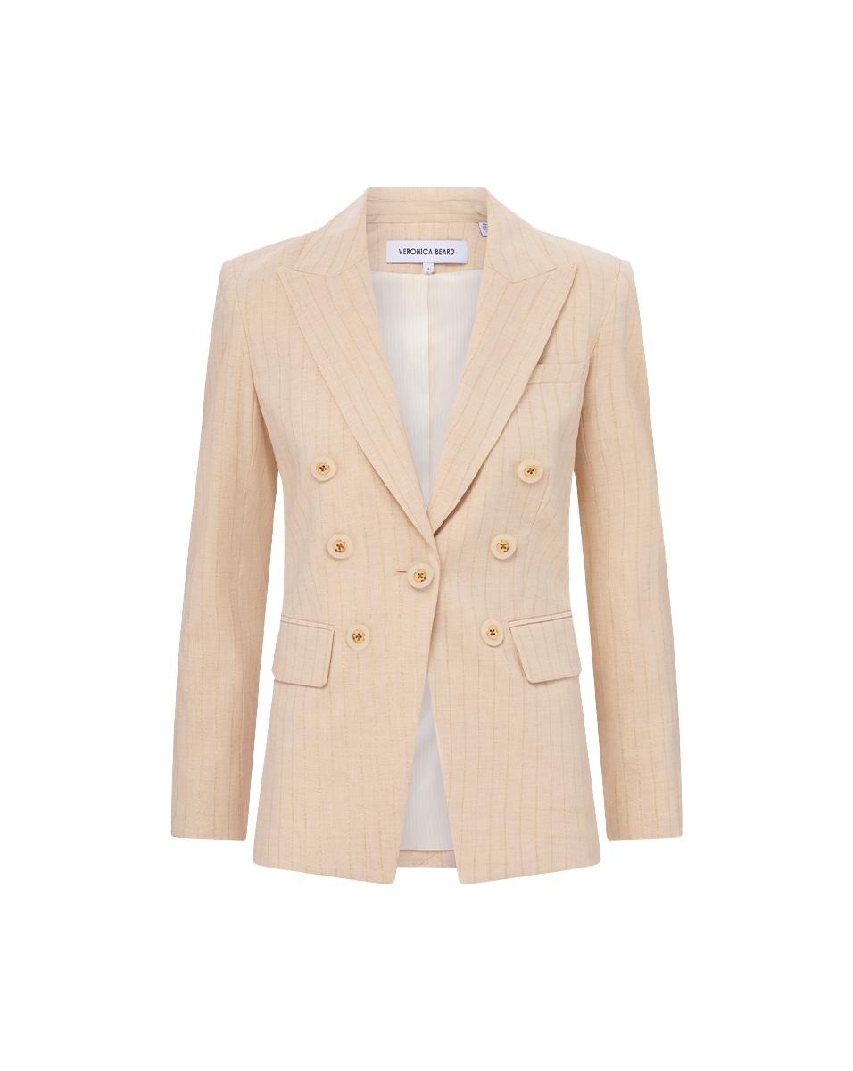Cream Pinstripe Dickey Jacket with Peak Lapel | Gaya