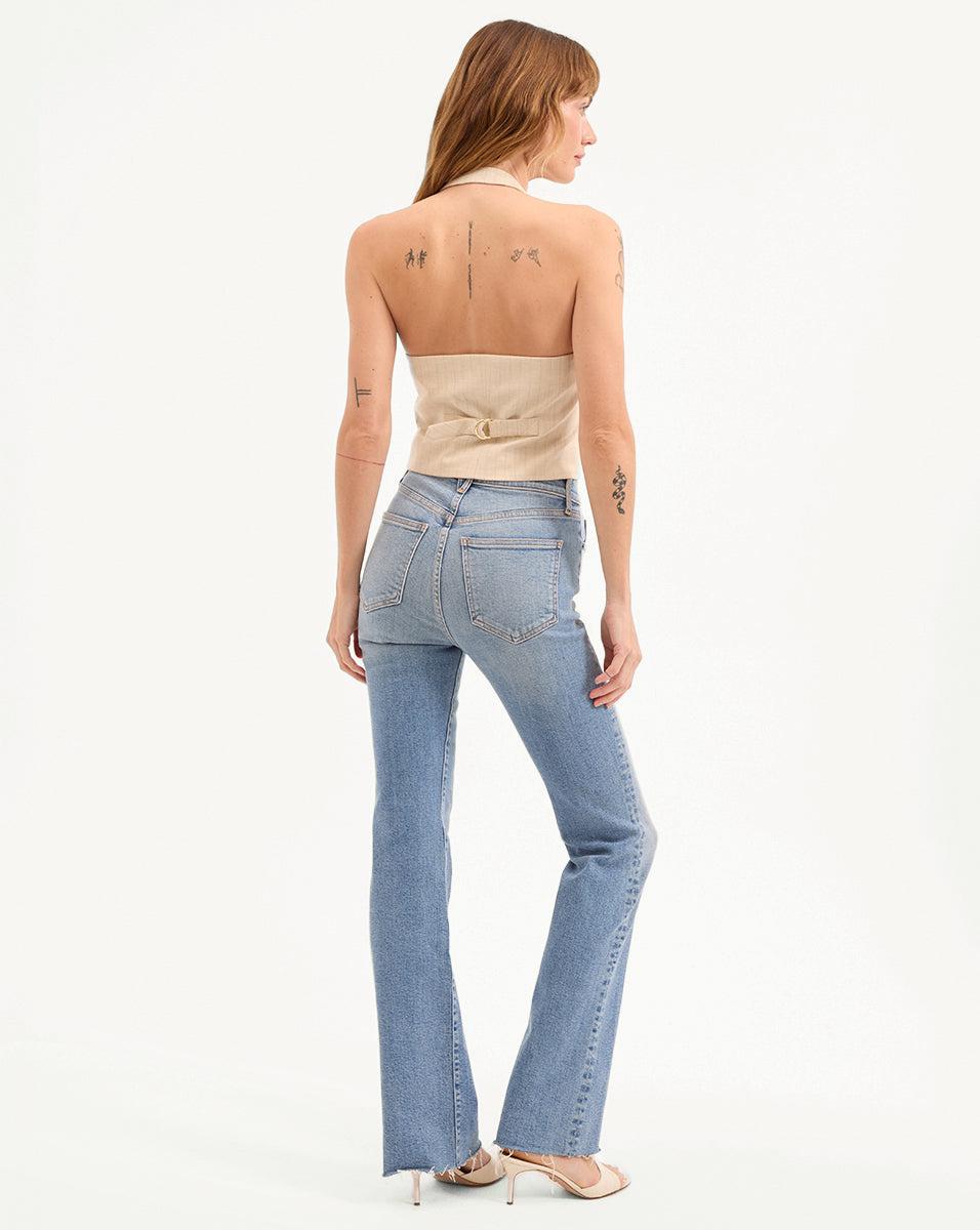 Women's Metallic Pinstripe Vest with Adjustable Back | Arabella