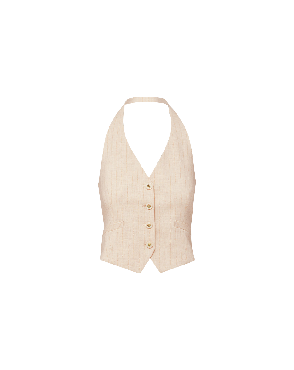 Women's Metallic Pinstripe Vest with Adjustable Back | Arabella