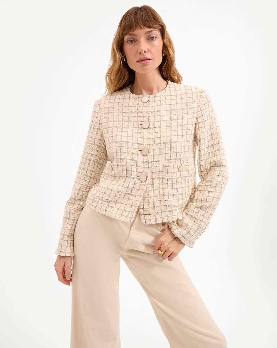 Metallic Tweed Jacket for Women | Andrea Italian Cotton