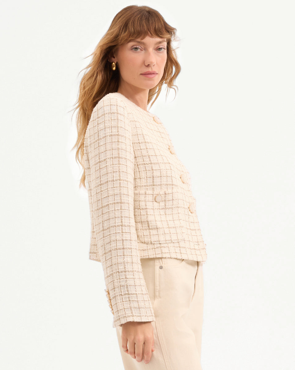 Metallic Tweed Jacket for Women | Andrea Italian Cotton