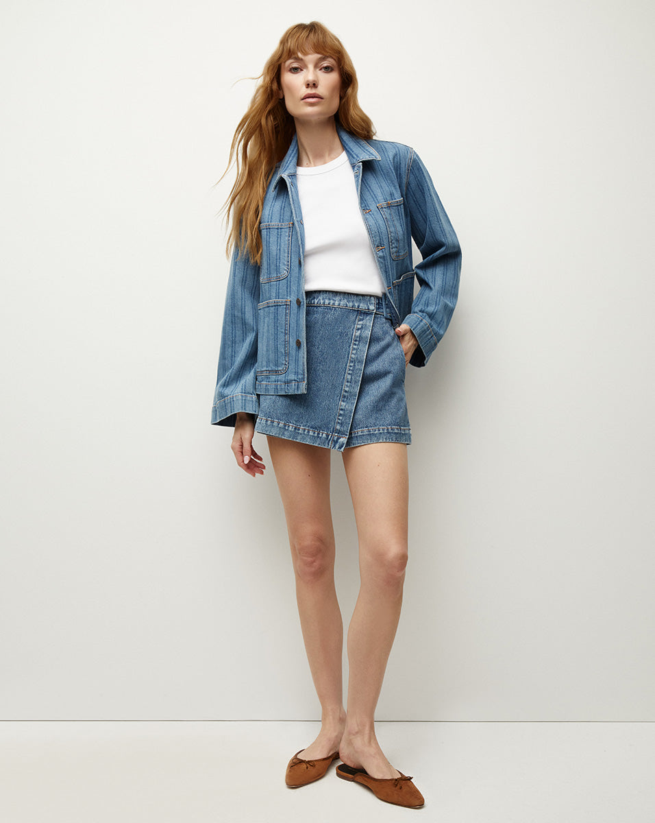 Striped Denim Chore Jacket with Exaggerated Sleeves | Dahl