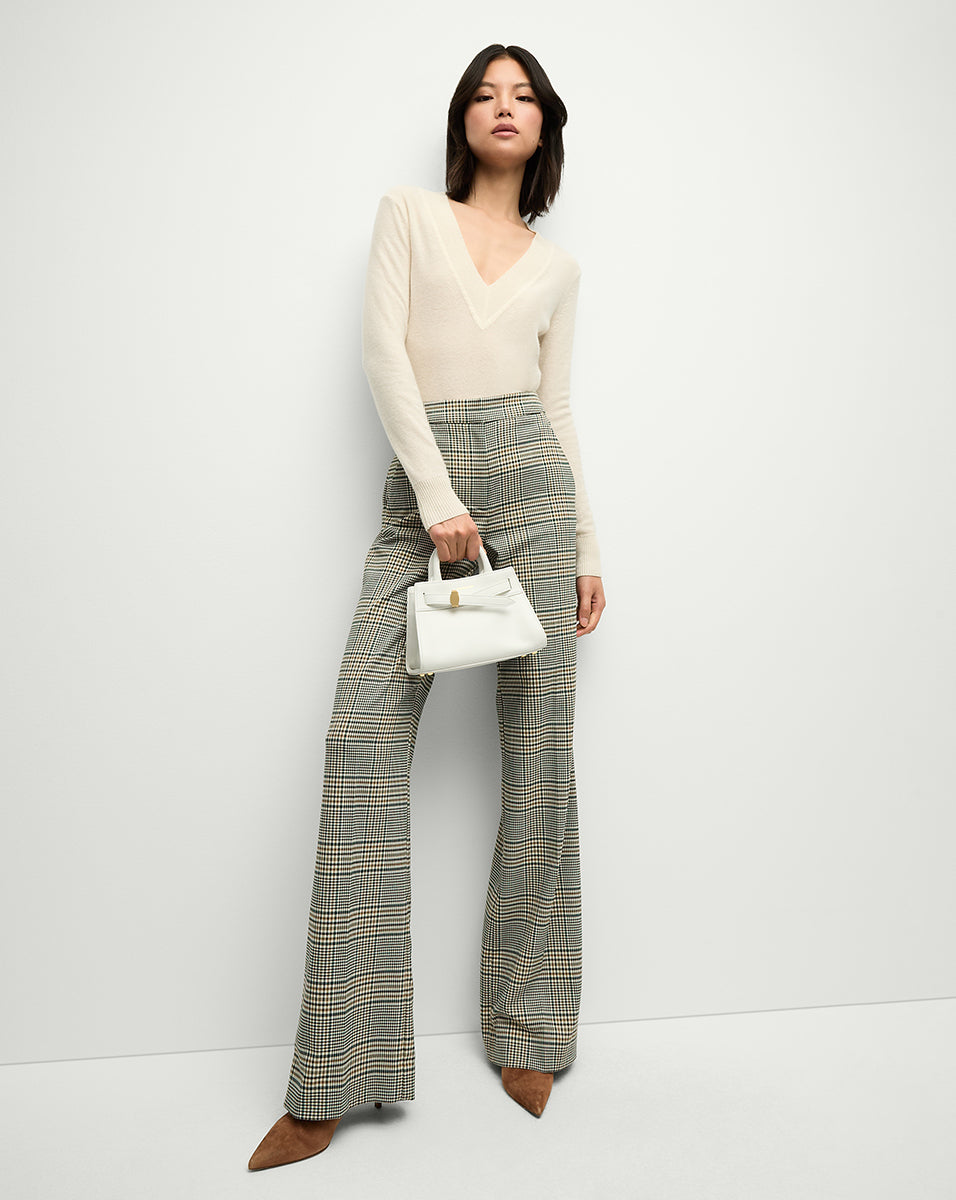 Wide-Leg Plaid Pants for Women | Tonelli High-Waisted Stretch