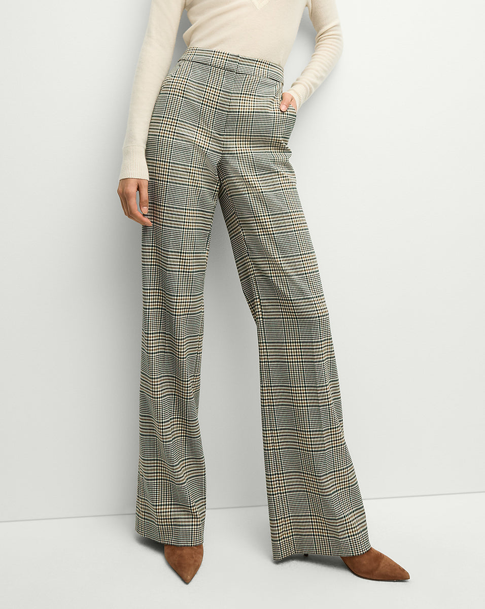 Wide-Leg Plaid Pants for Women | Tonelli High-Waisted Stretch