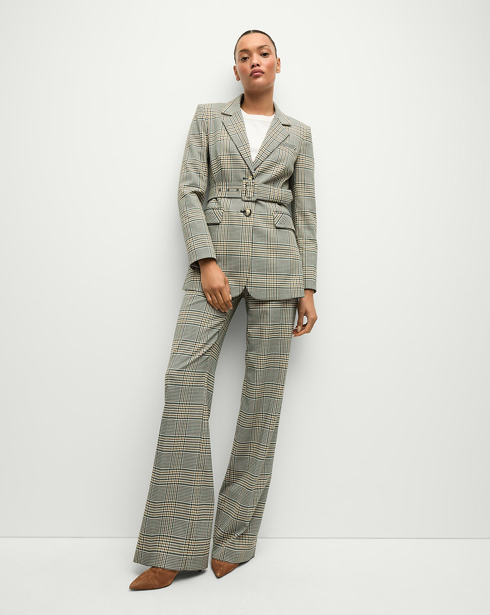 Wide-Leg Plaid Pants for Women | Tonelli High-Waisted Stretch
