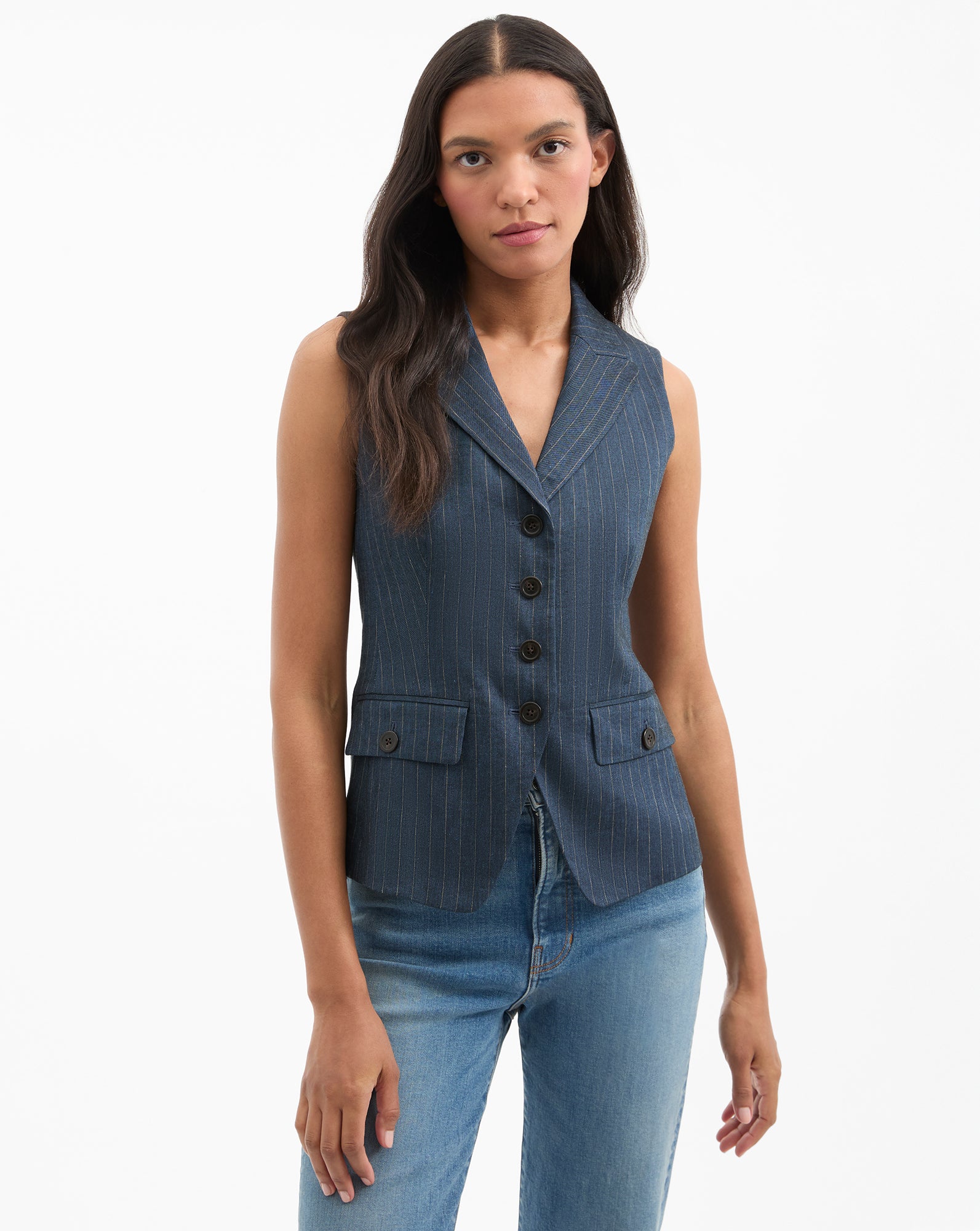 Pinstripe Linen Vest for Men | Benny Tailored Stretch Fit