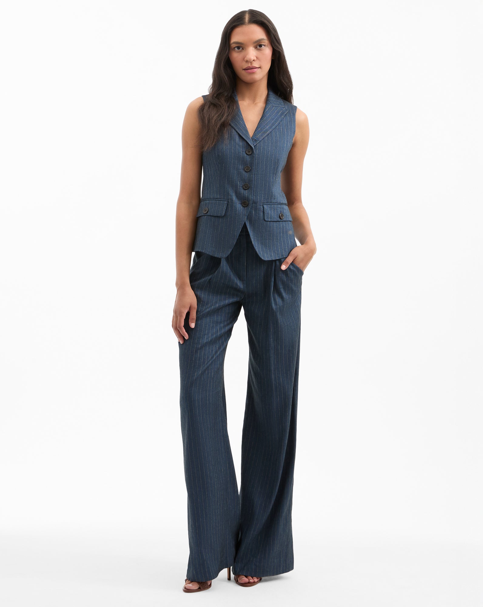 Pinstripe Linen Vest for Men | Benny Tailored Stretch Fit