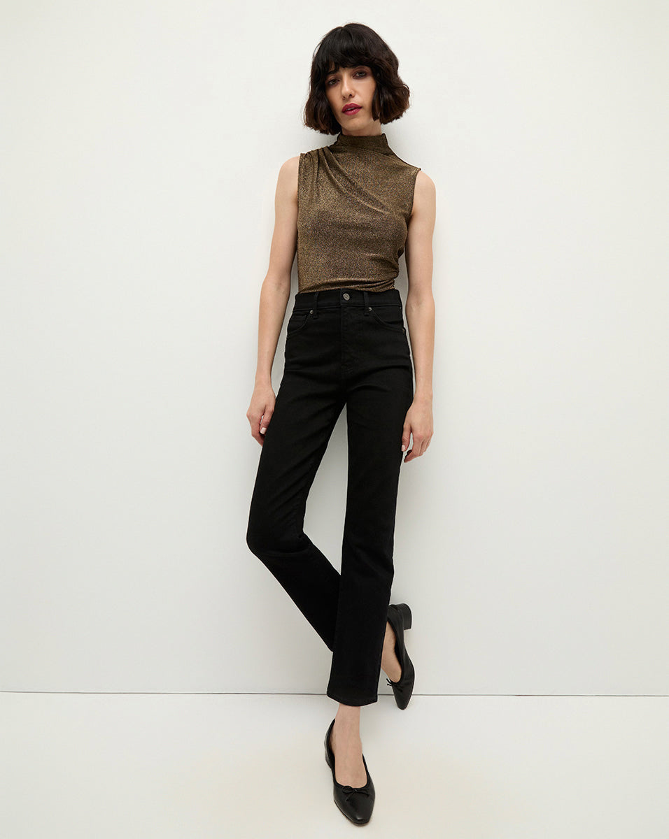 Slim Straight-Leg High-Rise Jeans in Black | Ryleigh Denim