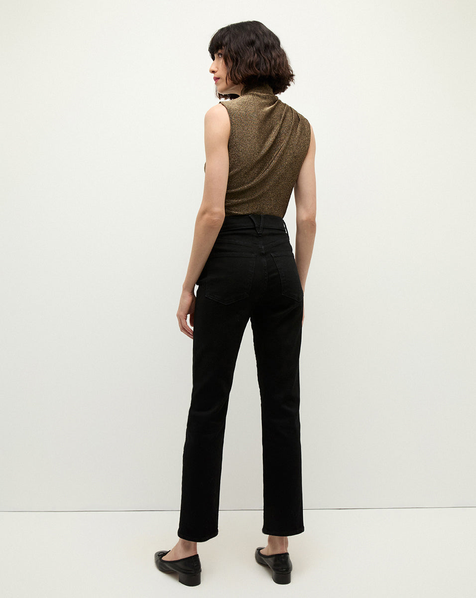Slim Straight-Leg High-Rise Jeans in Black | Ryleigh Denim