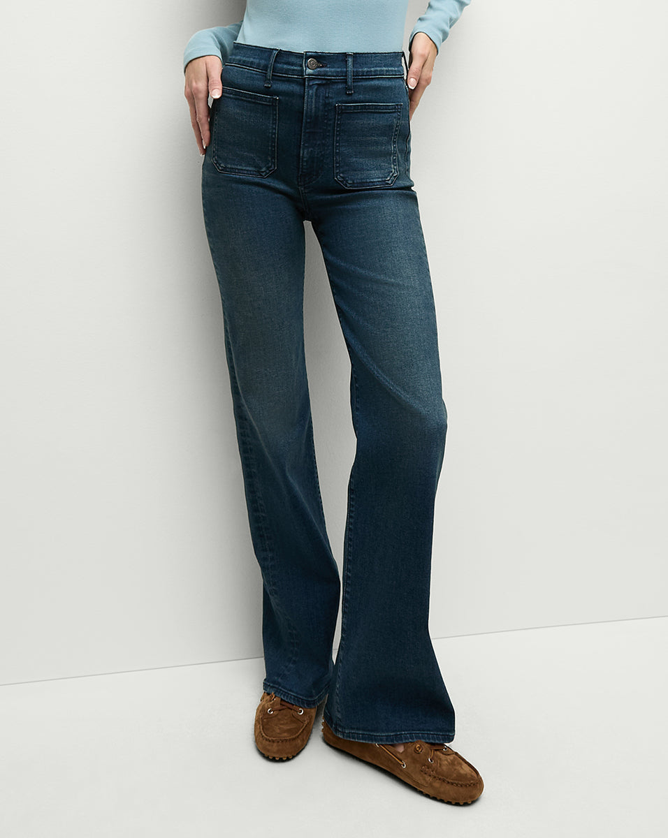 High-Rise Slim Wide-Leg Jeans with Patch Pockets | Crosbie