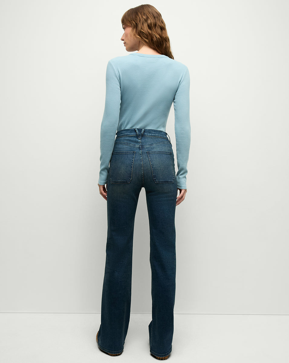 High-Rise Slim Wide-Leg Jeans with Patch Pockets | Crosbie