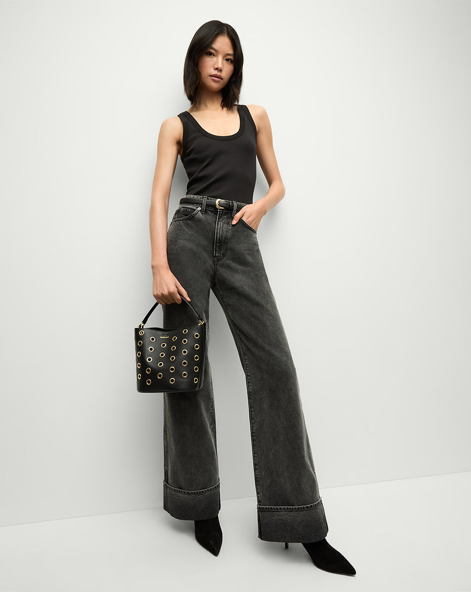 High-Rise Wide-Leg Jeans with Oversized Cuffs | Taylor Denim