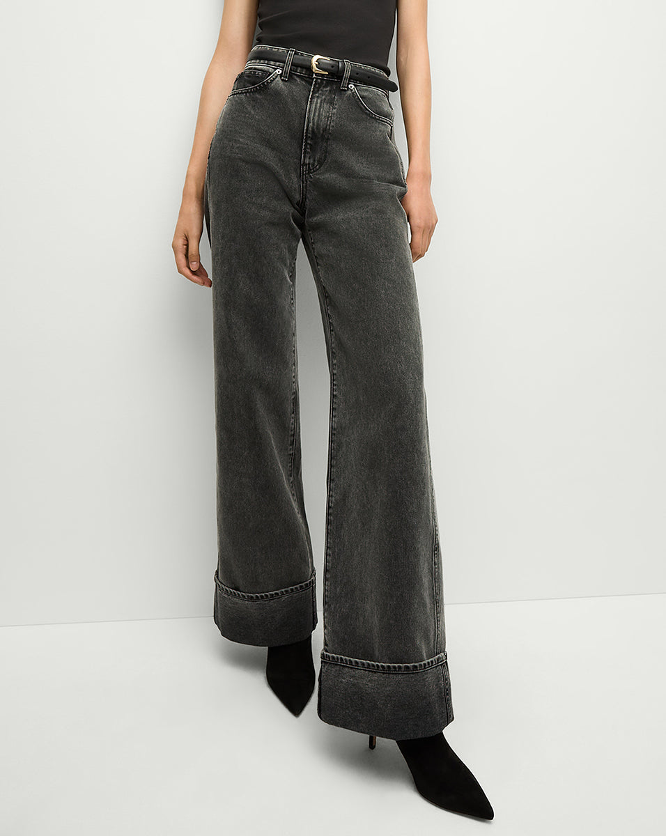 High-Rise Wide-Leg Jeans with Oversized Cuffs | Taylor Denim