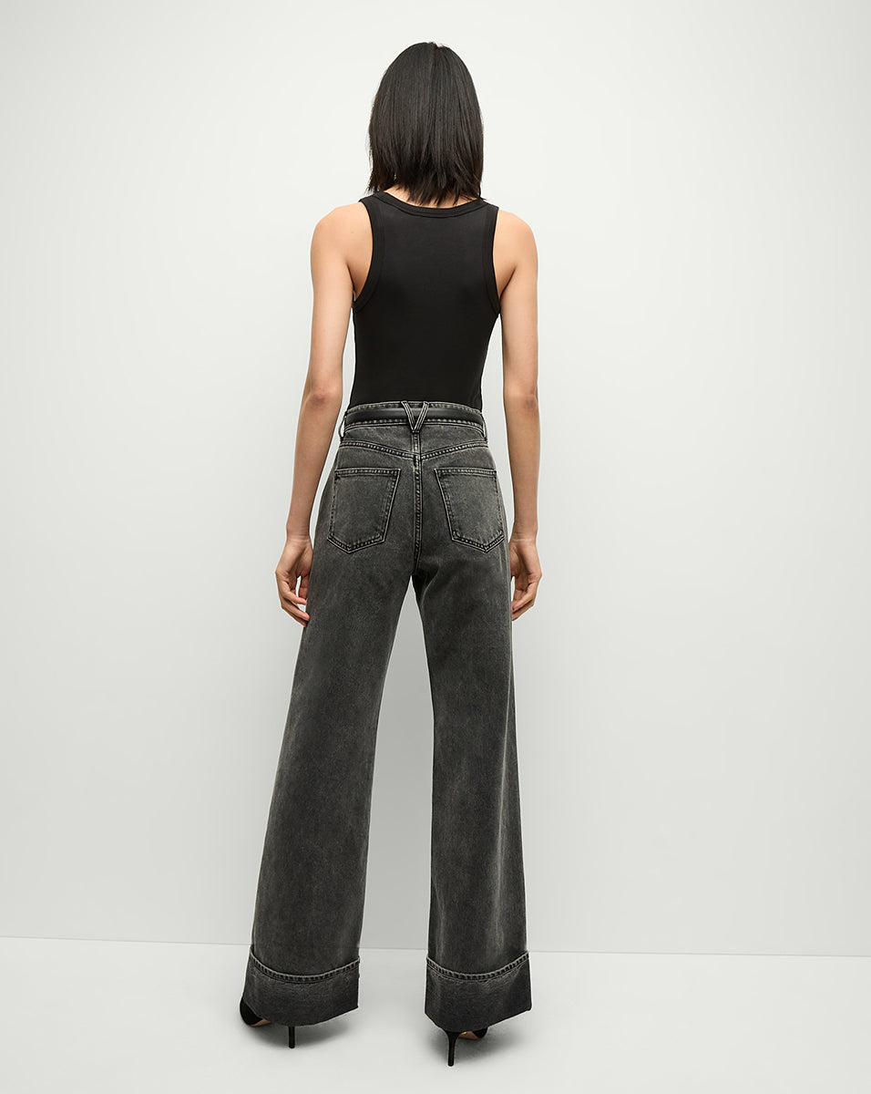 High-Rise Wide-Leg Jeans with Oversized Cuffs | Taylor Denim