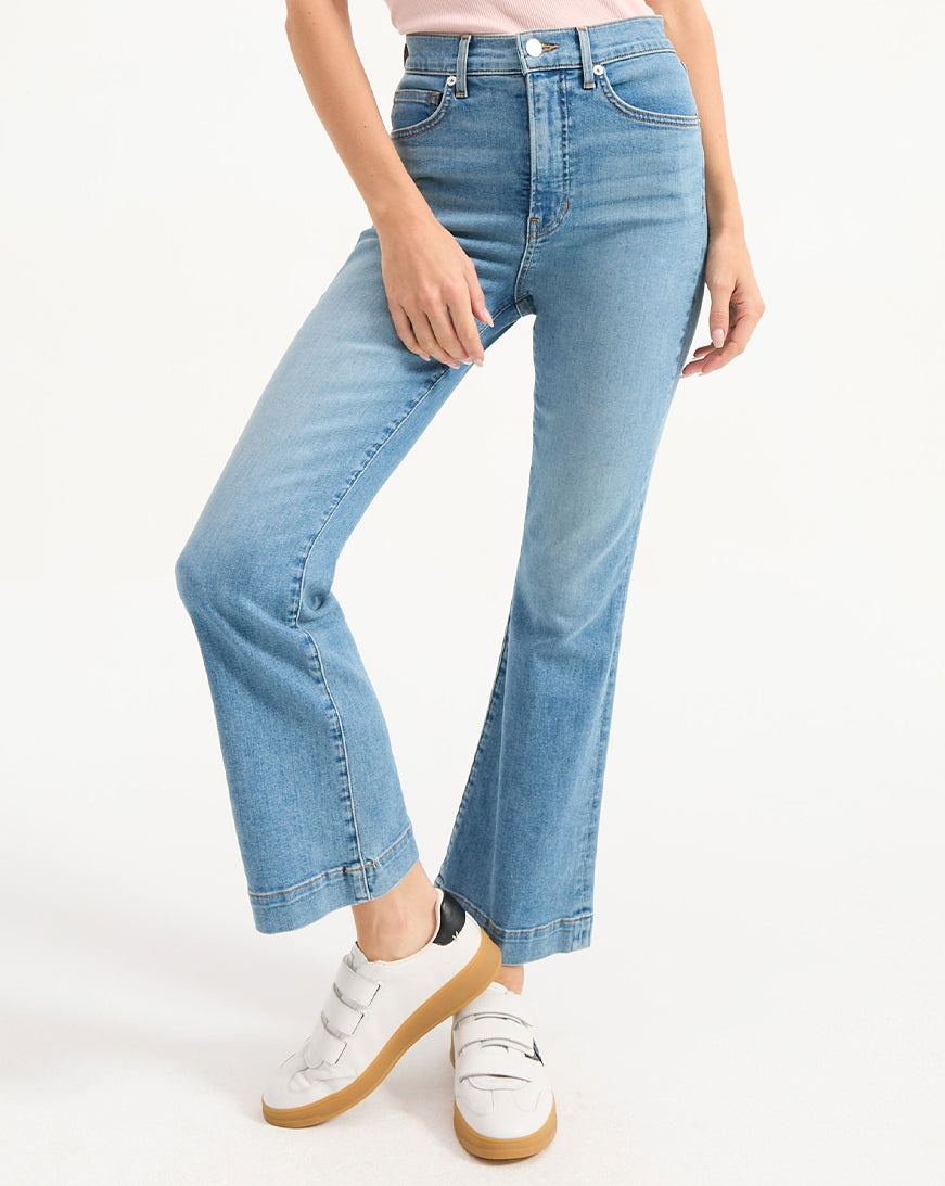 High-Rise Kick-Flare Jeans in Classic Black Wash | Carson