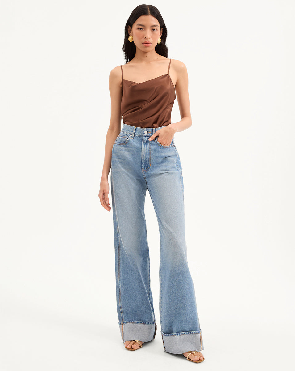 High-Rise Wide-Leg Jeans with Oversized Cuffs | Taylor Denim