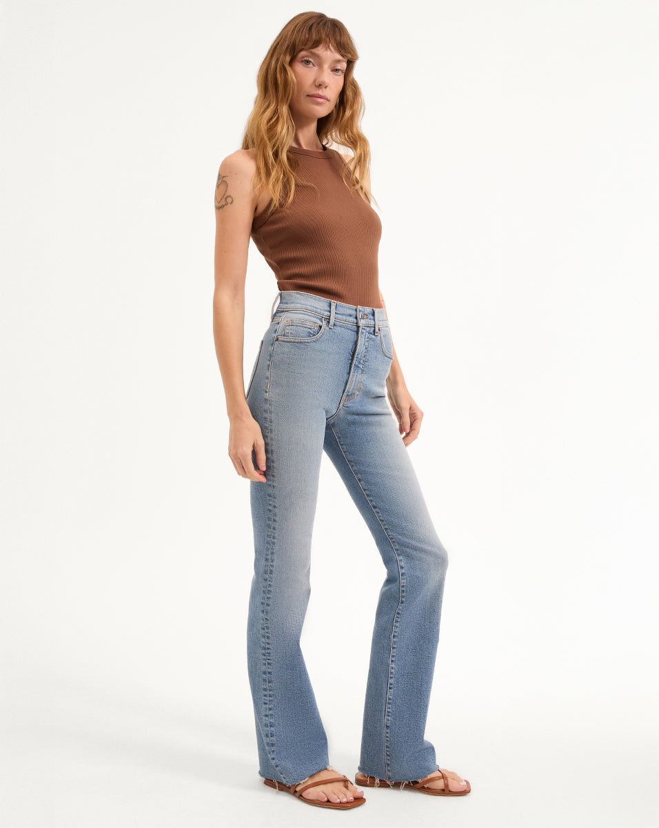 Raw Hem Bootcut Jeans for Women | Premium Italian Denim