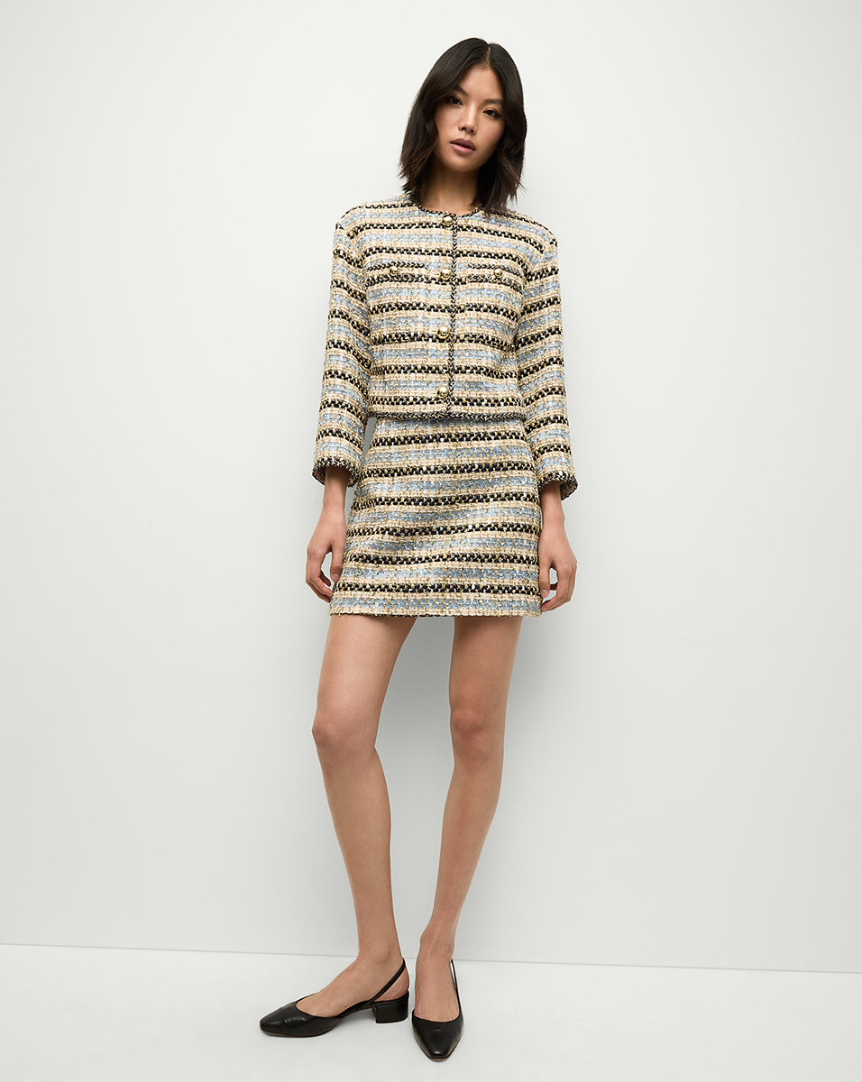 Metallic Tweed Jacket for Women | Italian Stretch Cotton | Sumira