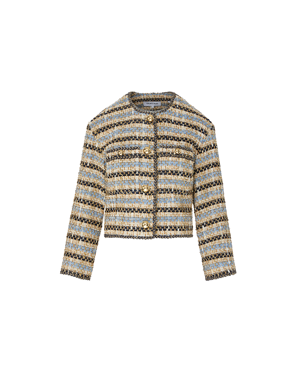 Metallic Tweed Jacket for Women | Italian Stretch Cotton | Sumira